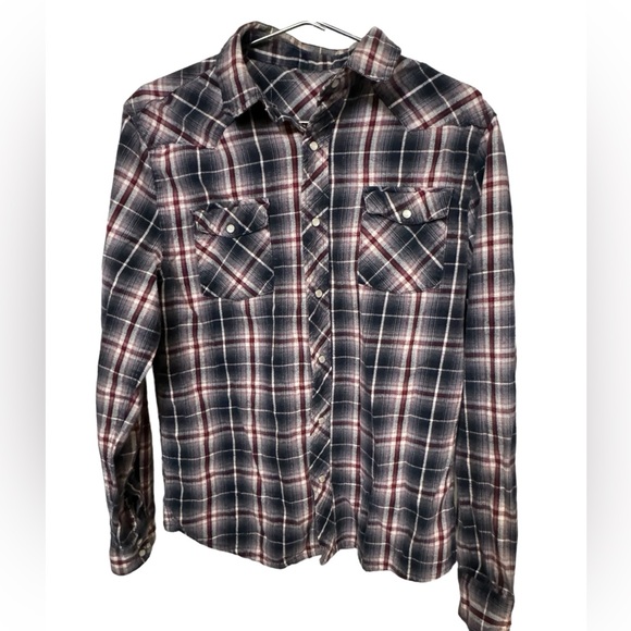 Retro Cotton Western Plaid Snap Up Surf Plaid Shirt Women’s XL Shirt MINTY - Picture 1 of 4